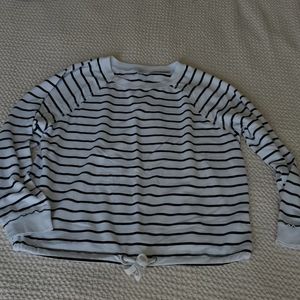 Long sleeved cotton striped tie front top